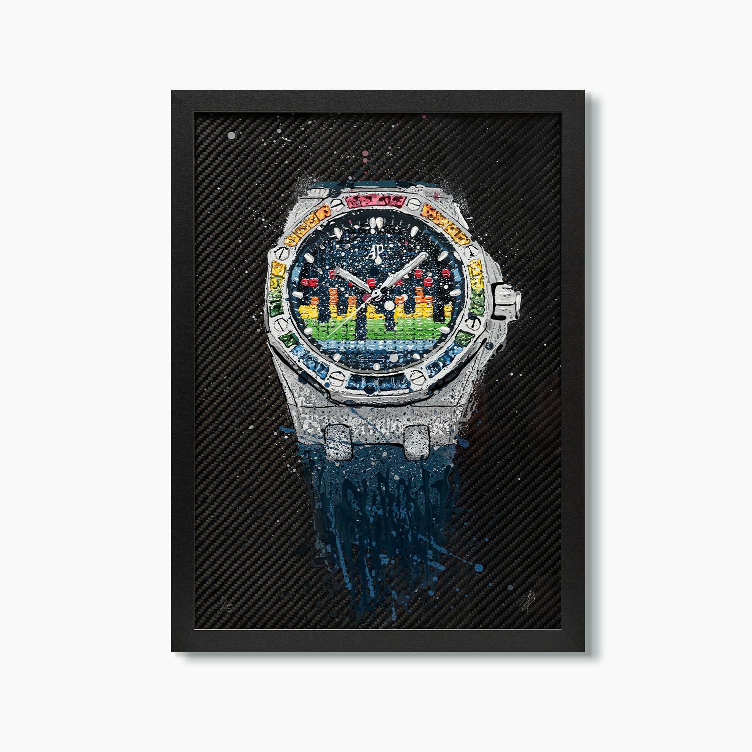 AP Offshore Music DJ Rainbow – A hand-painted carbon fibre wall art by artist Katy Barnfield.