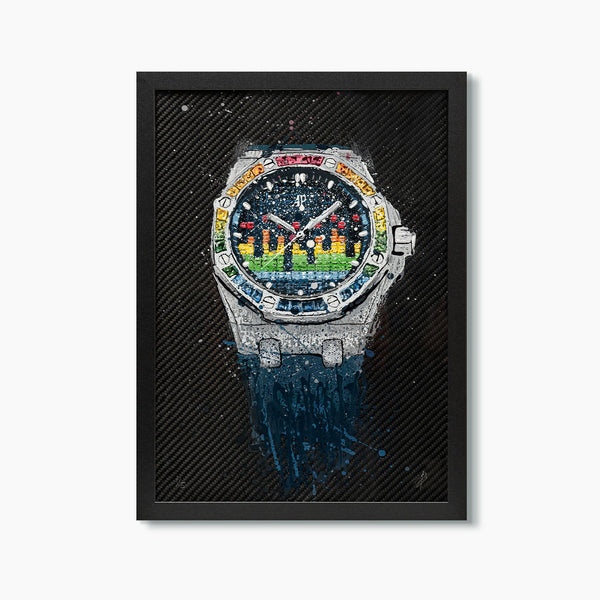 AP Offshore Music DJ Rainbow – A hand-painted carbon fibre wall art by artist Katy Barnfield.