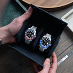 Navy Leather Watch Roll – Two Watches