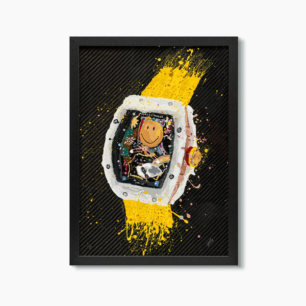 Richard Mille RM Smiley – A hand-painted carbon fibre wall art by artist Katy Barnfield.