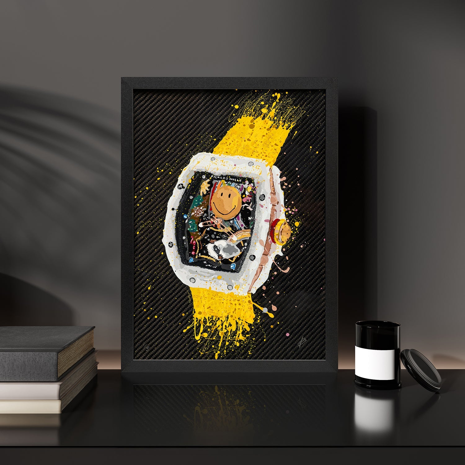 Richard Mille RM Smiley – A hand-painted carbon fibre wall art by artist Katy Barnfield.