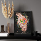 Rolex Day-Date President Puzzle – A hand-painted carbon fibre wall art by artist Katy Barnfield.