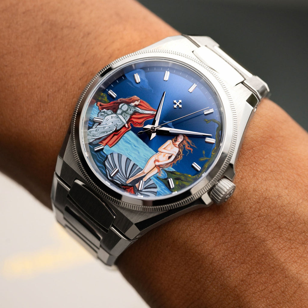 Venezianico Arsenale Venus – Hand-painted custom Arsenale 40 featuring Botticelli's Birth of Venus artwork, a bespoke timepiece by IFL Watches 