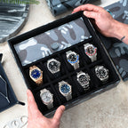 Stealth Camo Lifestyle Locker – handcrafted watch storage organizer with exclusive black camo pattern design, made from premium leather