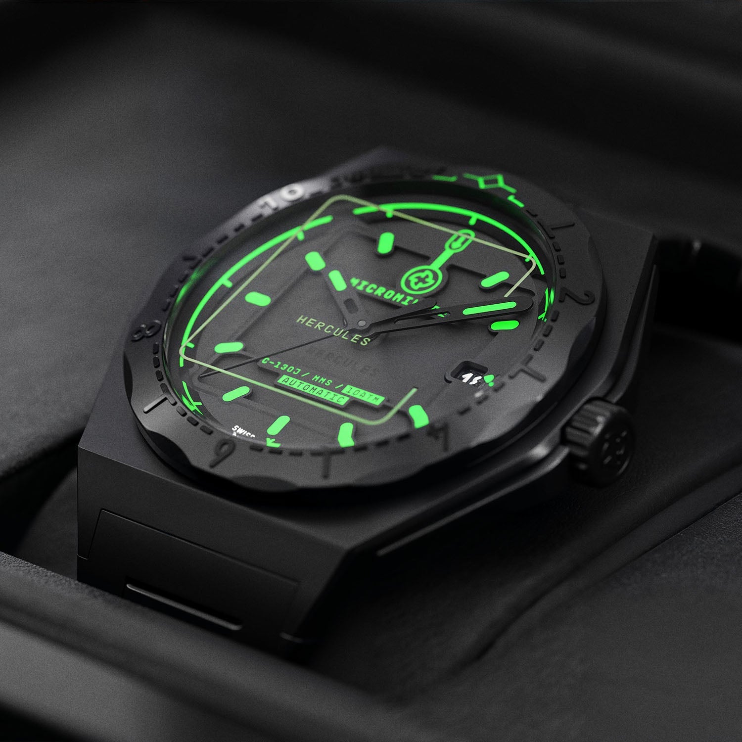 The Hercules – MICROMILSPEC aviation watch inspired by the C-130J Hercules military aircraft.