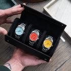 Noir Leather Watch Roll – Three Watches