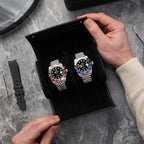 Noir Leather Watch Roll – Two Watches