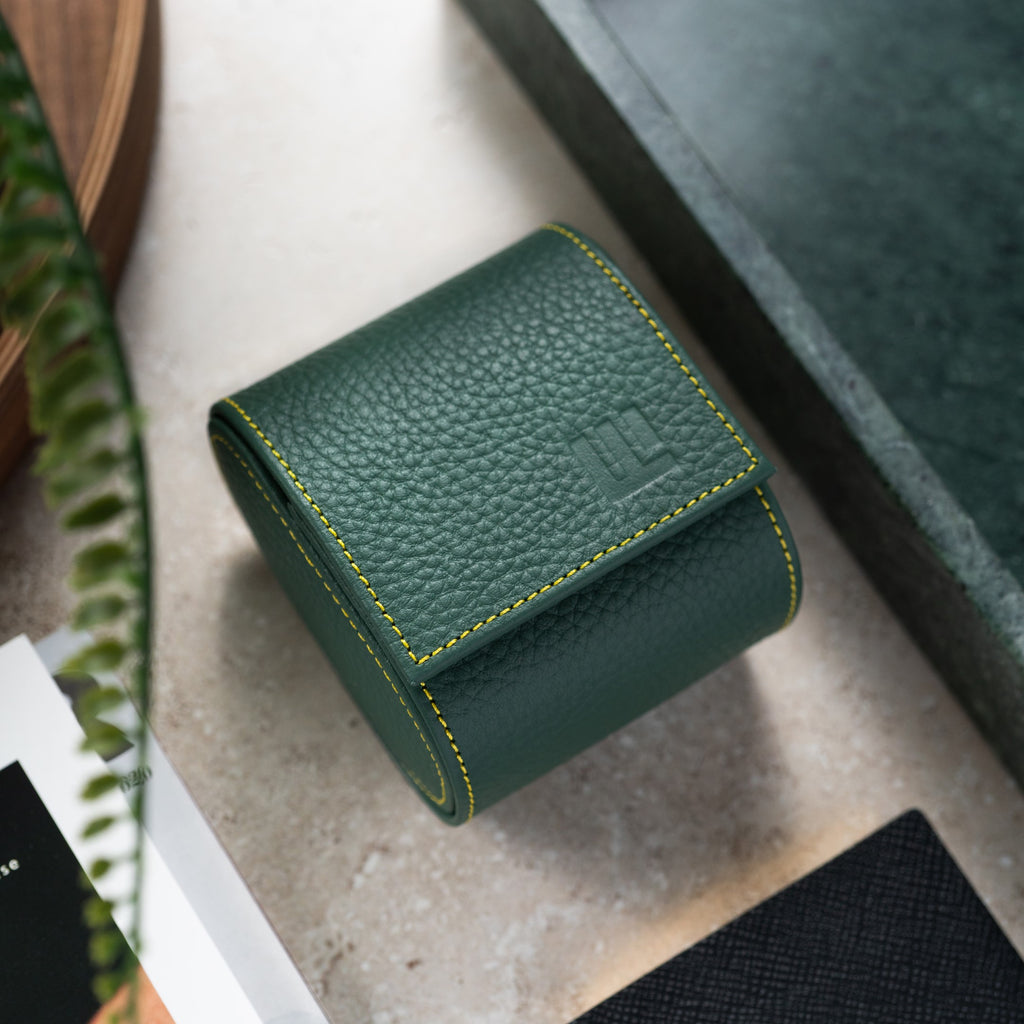 Olive Leather Watch Roll – One Watch