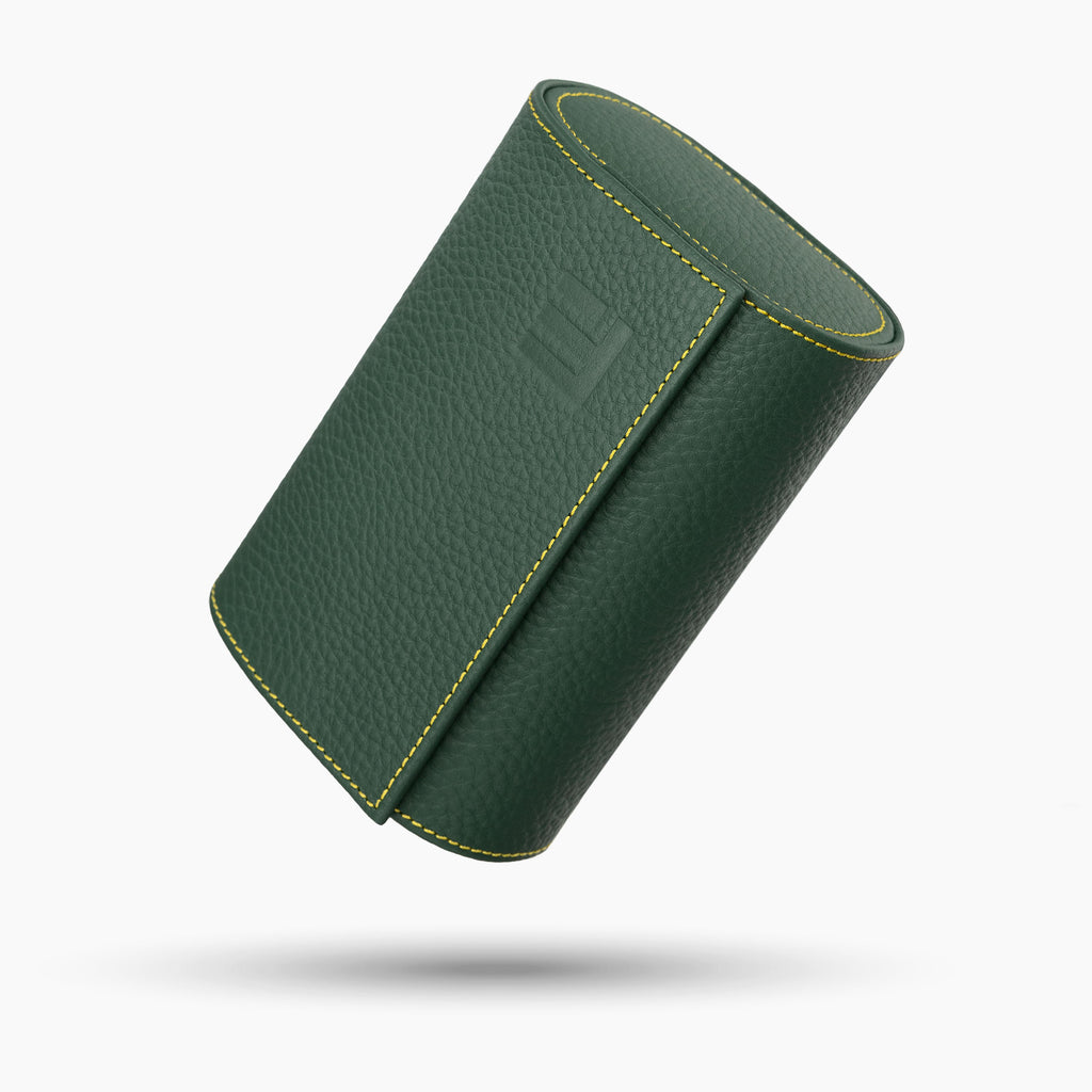Olive Leather Watch Roll – Two Watches