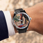 Venezianico Redentore L'Odalisca — hand-painted Mediterranean courtyard dial on a 40mm 316L stainless steel case with soft saffiano leather strap, limited edition timepiece by IFL Watches.