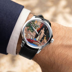 Venezianico Redentore L'Odalisca — hand-painted Mediterranean courtyard dial on a 40mm 316L stainless steel case with soft saffiano leather strap, limited edition timepiece by IFL Watches.