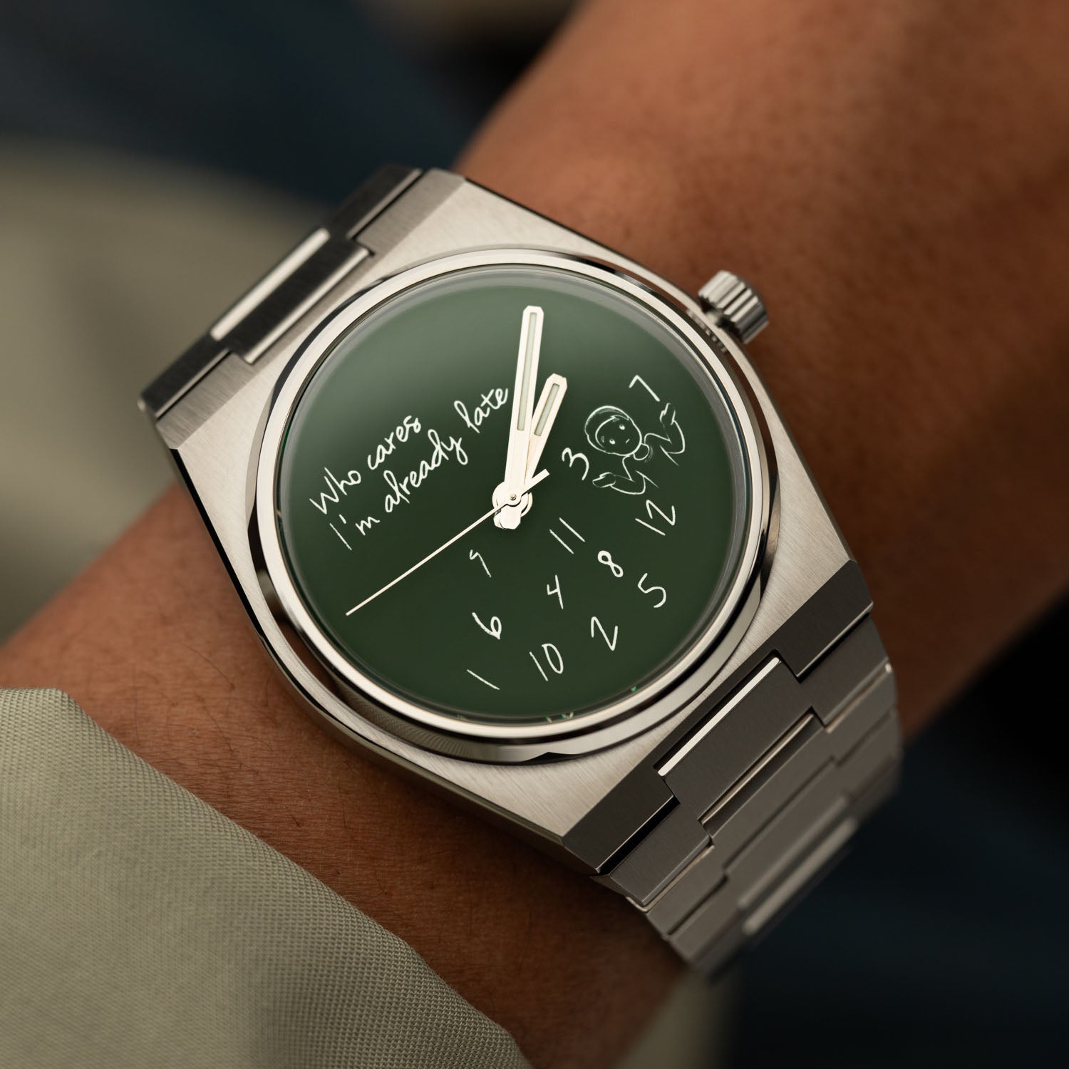 PRX Who Cares Concept – custom Tissot PRX Powermatic 80 with scattered numeral and playful message artwork by IFL Watches