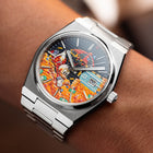 A Dive in Dime Concept – Hand-painted custom Tissot PRX Powermatic featuring treasure vault diving artwork, a bespoke timepiece by IFL Watches