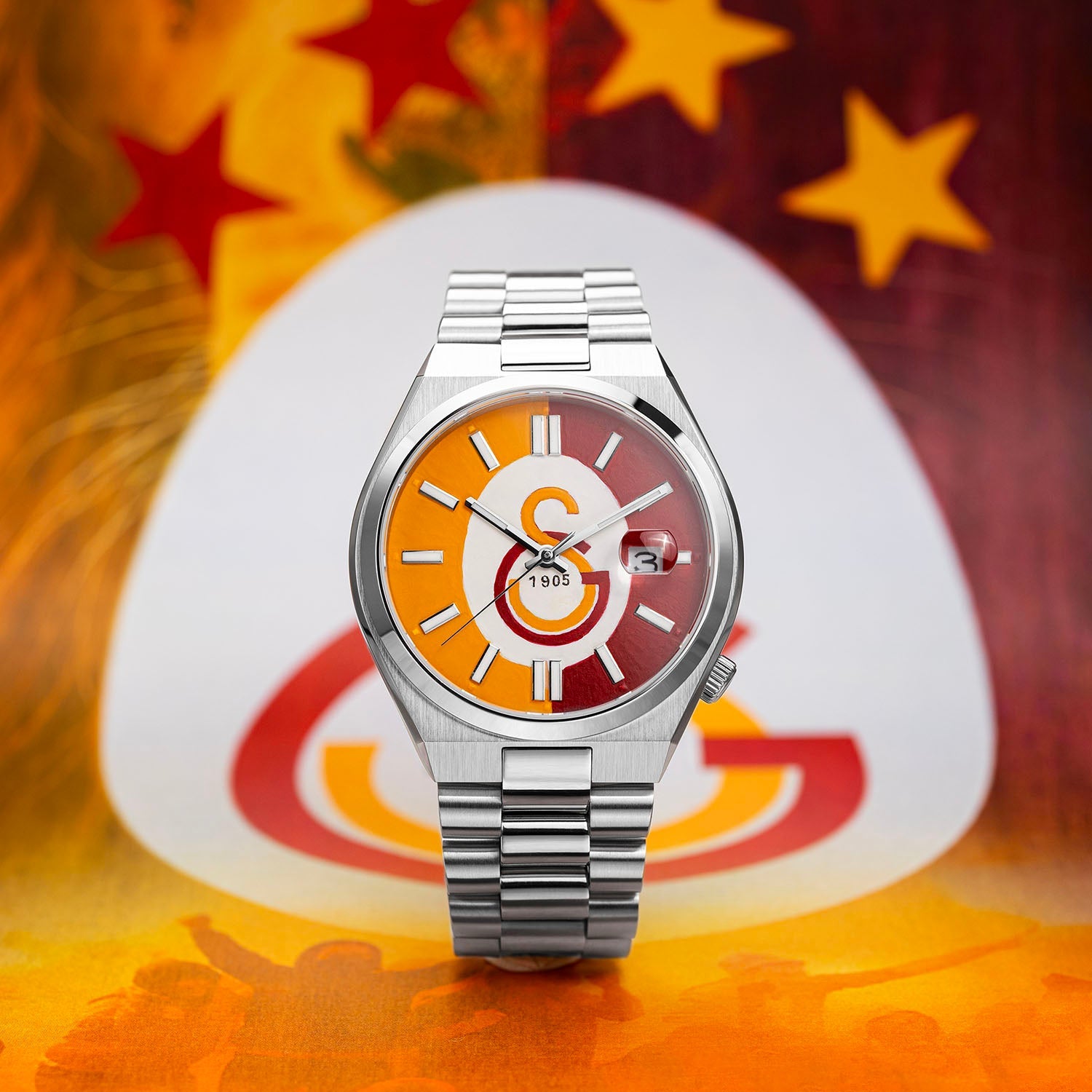 Citizen Tsuyosa 40 Aslanlar Sahada – Hand-painted custom Citizen Tsuyosa featuring Turkish football heritage in yellow and red, a bespoke timepiece by IFL Watches