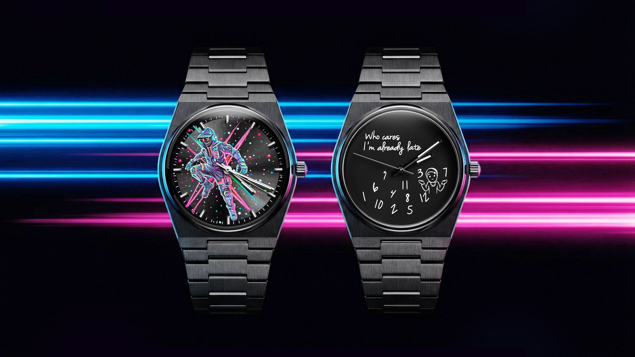 IFL Watches Canvax - Bespoke collection, hand-painted artwork on 40mm black matte stainless steel case