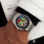  Casio Edifice Urban Dreams — Hand-painted custom Casio Edifice featuring the world's most famous beagle dreaming on his red doghouse surrounded by bold graffiti LOVE lettering and colorful street art on a 39mm automatic, a bespoke timepiece by IFL Watches