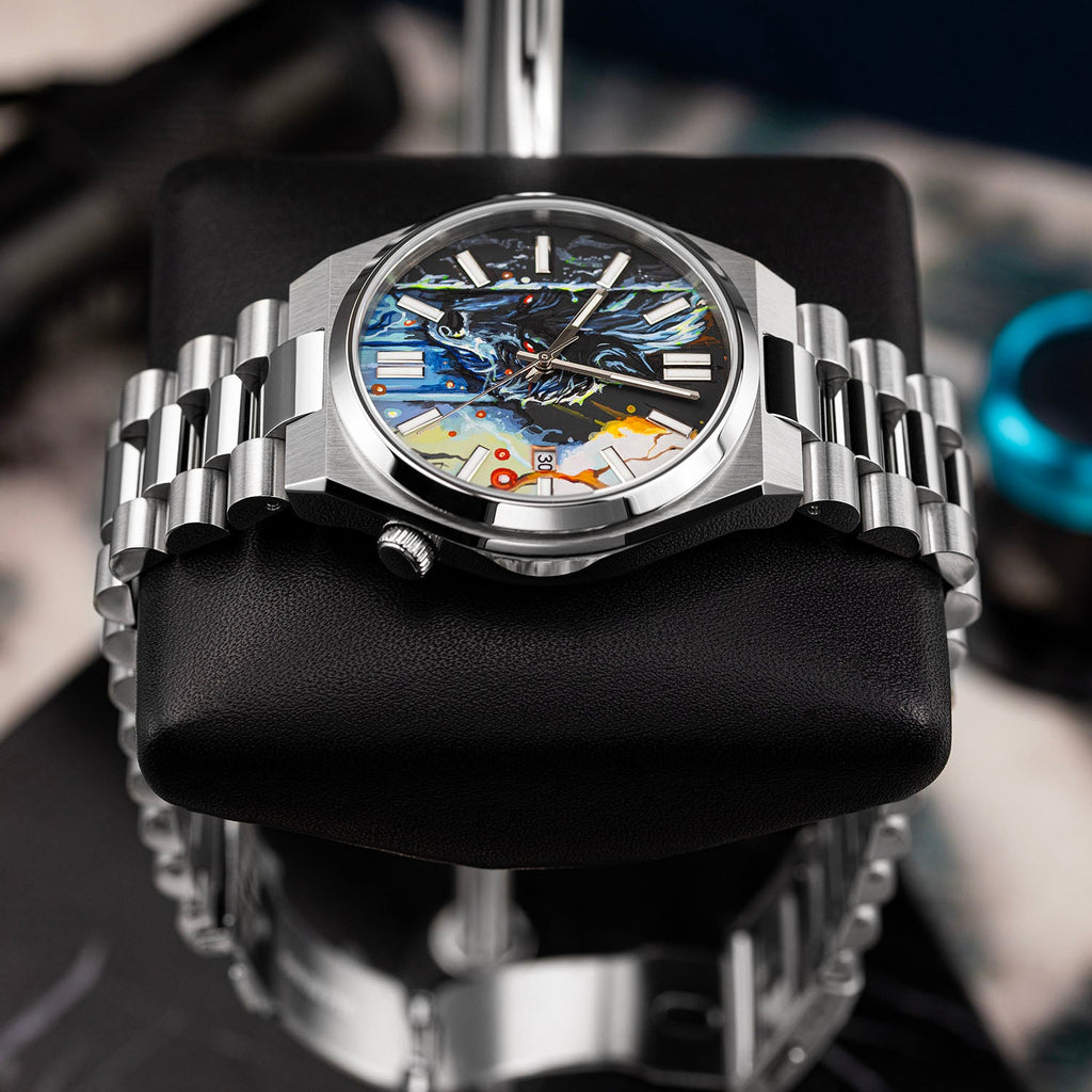 Citizen Tsuyosa 40 Le Loup – Hand-painted custom Citizen Tsuyosa 40mm with wolf artwork, a bespoke timepiece by IFL Watches