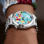 Citizen Tsuyosa 40 Puzzle – Hand-painted custom turquoise blue dial with colorful puzzle artwork, limited edition timepiece by IFL Watches