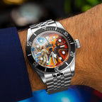 Divine Conflict Concept — Hand-painted custom Tudor Black Bay featuring angel and demon artwork, a bespoke timepiece by IFL Watches