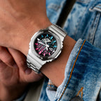G-Shock CasiOak Blue Flamingo – Hand-painted custom G-Shock CasiOak featuring Miami-inspired artwork, a bespoke limited edition timepiece by IFL Watches
