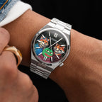 HODL Squad Citizen – Hand-painted custom Tsuyosa watch featuring Doge, Shiba Inu and PEPE meme coins artwork, bespoke timepiece by IFL Watches