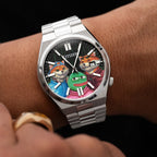 HODL Squad Citizen – Hand-painted custom Tsuyosa watch featuring Doge, Shiba Inu and PEPE meme coins artwork, bespoke timepiece by IFL Watches