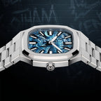 MAEN x IFL Manhattan After Dark limited edition watch featuring hand-painted Gotham-inspired noir dial with vigilante aesthetic on Manhattan 37 platform