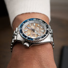 Explorer Concept – Hand-painted custom Seiko 5 GMT featuring ancient map artwork, a limited edition bespoke timepiece by IFL Watches