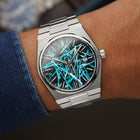 PRX Tiffany Freak Concept - Turquoise chaos abstract artwork on hand-painted Tissot PRX dial, limited edition by IFL Watches