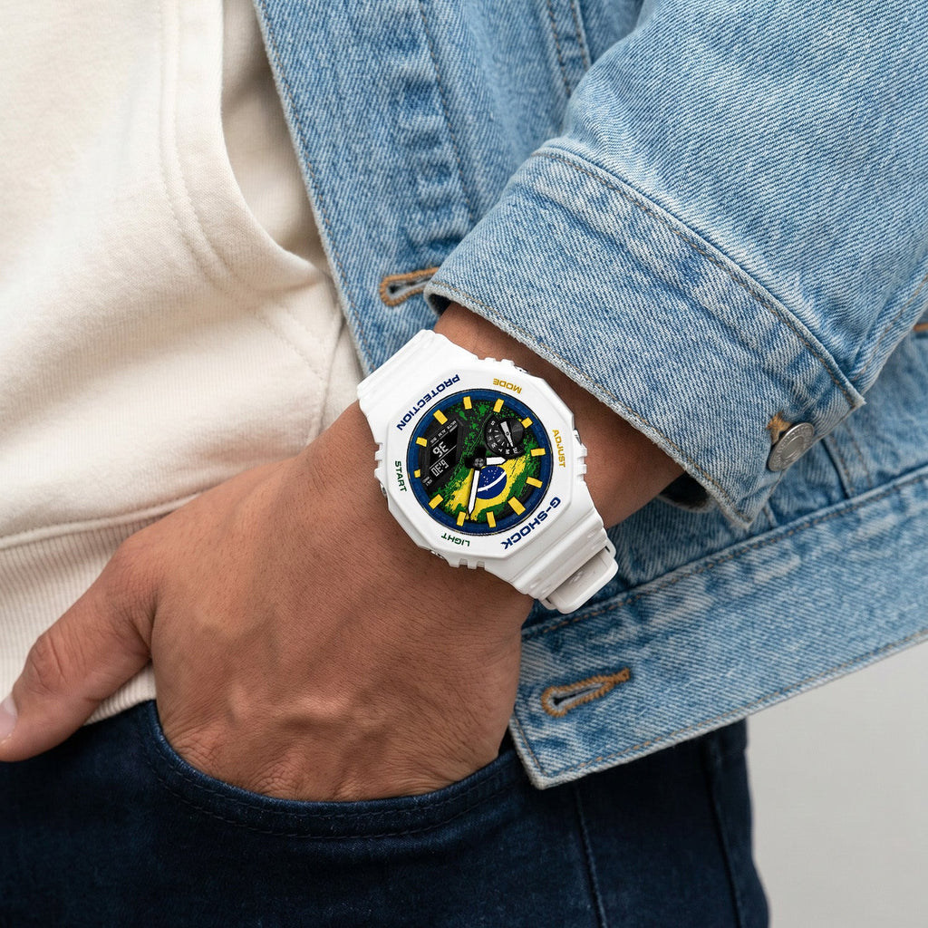 Casio G-Shock Brazil flag dial watch, customized by IFL Watches