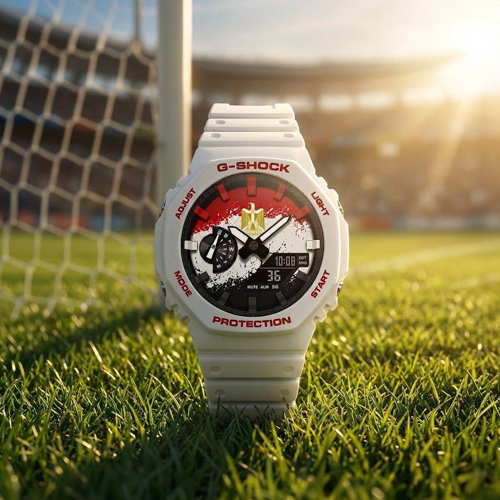 Casio G-Shock Egypt flag watch worn on the wrist, by IFL Watches