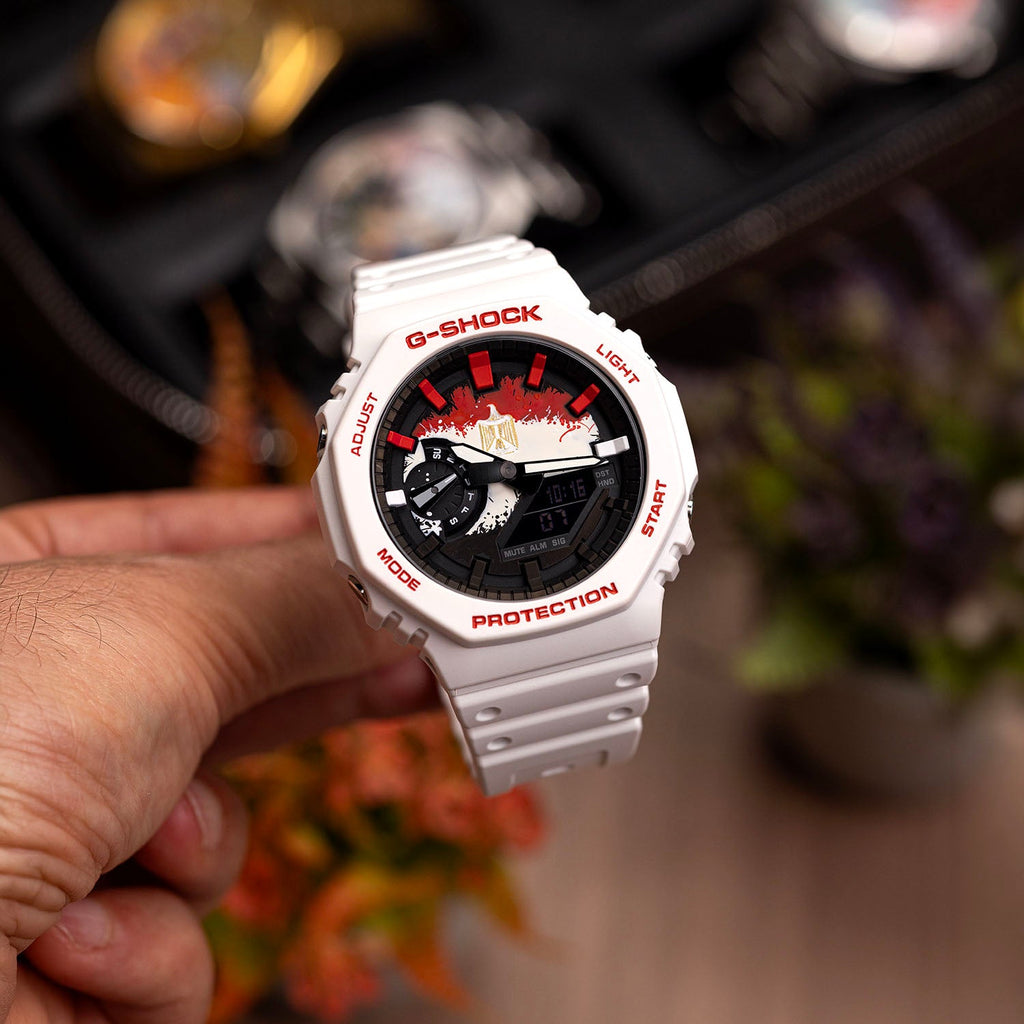 Casio G-Shock Egypt — custom Egypt flag G-Shock lifestyle shot, by IFL Watches