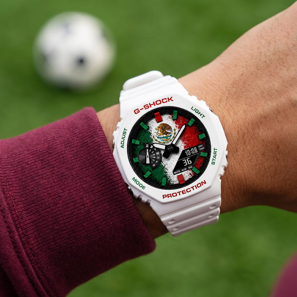 Casio G-Shock Mexico flag dial watch, customized by IFL Watches
