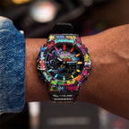 Casio G-Shock Vandalism — Graffiti-covered Casio G-Shock worn on the wrist, custom limited edition by IFL Watches