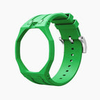 Green Eight Swatch × AP Royal Pop Rubber Case-Strap — case and strap shown separately above the Royal Pop, by IFL Watches