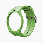 Green Eight Swatch × AP Royal Pop Rubber Case-Strap — case and strap shown separately above the Royal Pop, by IFL Watches
