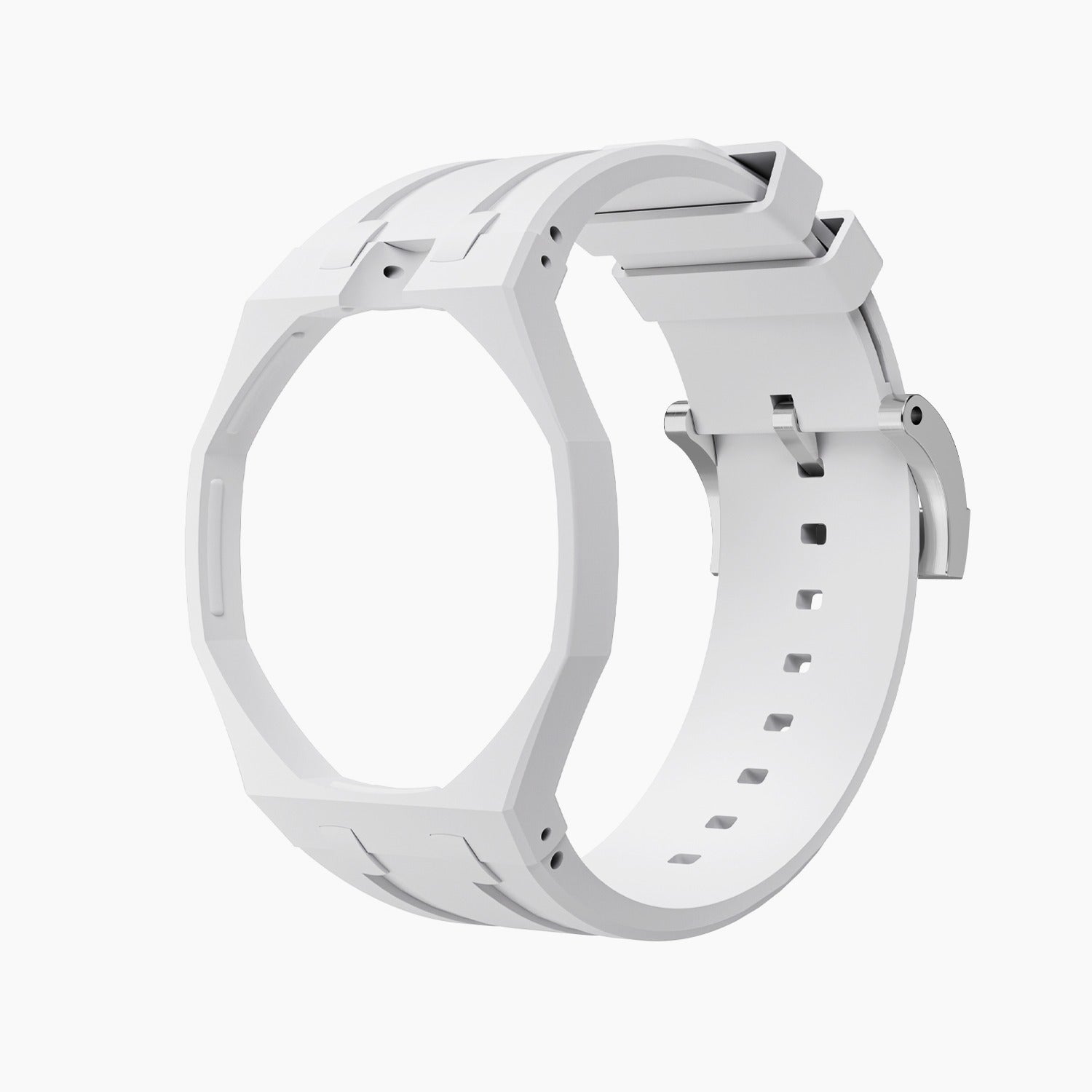 Huit Blanc Swatch × AP Royal Pop Rubber Case-Strap — bare crisp white rubber strap with empty case bracket, by IFL Watches