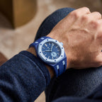 Lan Ba Swatch × AP Royal Pop Rubber Case-Strap — worn in a everyday scene, by IFL Watches