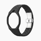 Ocho Negro Swatch × AP Royal Pop Ceramic Case-Strap — bare stealth black ceramic bracelet with empty case bracket, front view, by IFL Watches