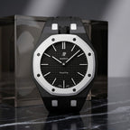 Ocho Negro Swatch × AP Royal Pop Rubber Case-Strap — worn in a marble scene, by IFL Watches