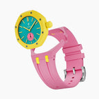 OTG Roz Swatch × AP Royal Pop Rubber Case-Strap — case and strap shown separately above the Royal Pop, by IFL Watches