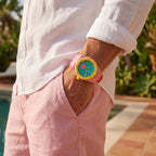 OTG Roz Swatch × AP Royal Pop Rubber Case-Strap — worn in a pocket scene, by IFL Watches