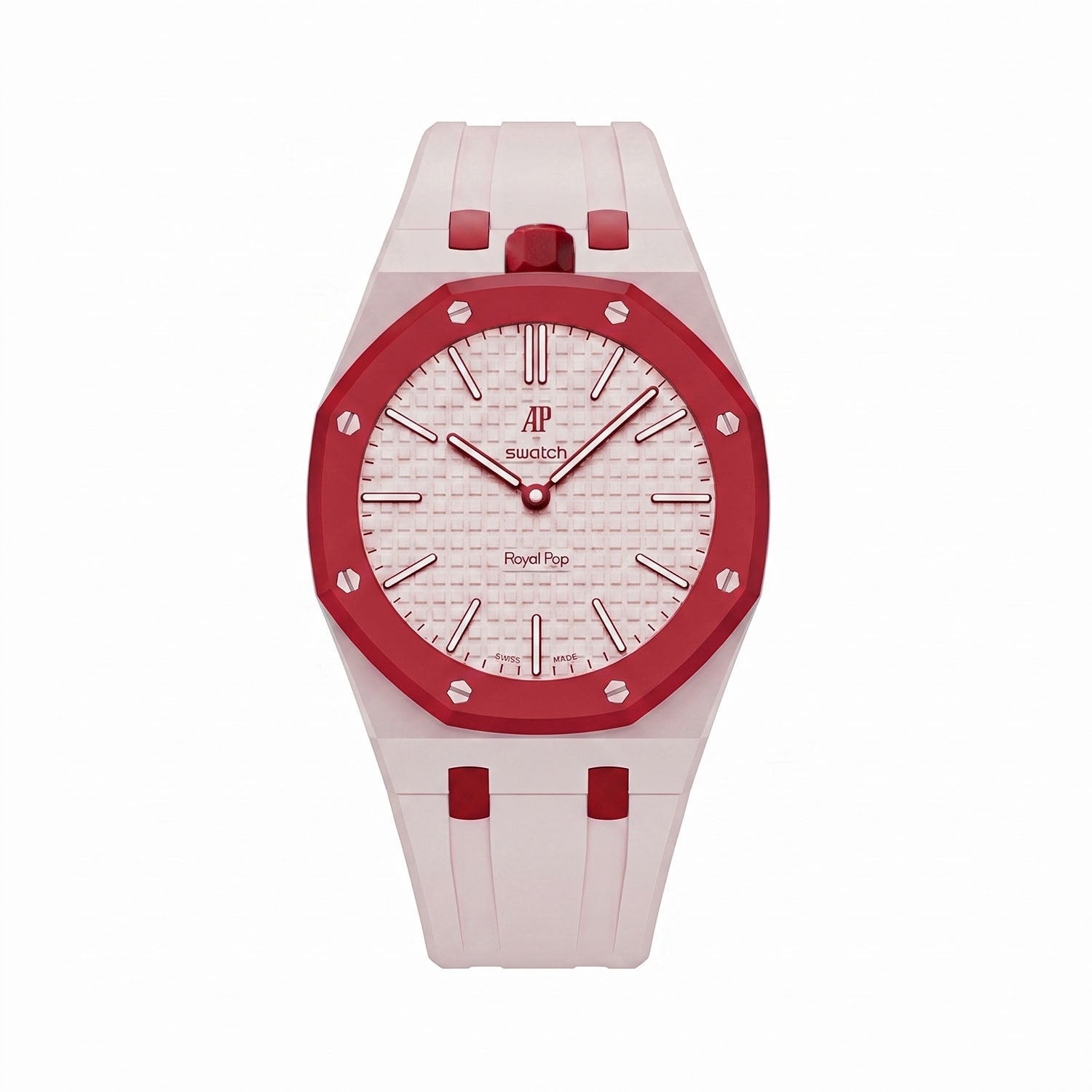 Otto Rosso Swatch × AP Royal Pop Rubber Case-Strap — worn in a beach scene, by IFL Watches