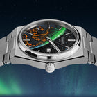 PRX Terra Aurora – Hand-painted concept on Tissot PRX featuring custom Aurora Borealis artwork, limited edition by IFL Watches