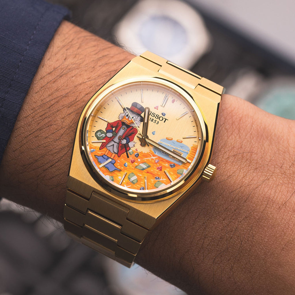 A Dime in Time Concept – Hand-painted custom Tissot PRX featuring wealth collector artwork, a bespoke timepiece by IFL Watches