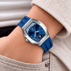 Tsar Bomba Lumina Blue — Worn on wrist with a hand in pocket, seen from a relaxed angle, available at IFL Watches.