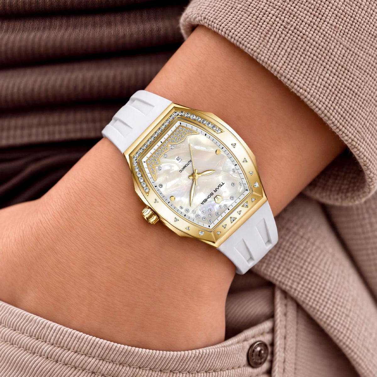 Tsar Bomba Lumina White Gold — Worn on wrist with a hand in pocket, seen from a relaxed angle, available at IFL Watches.