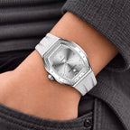 Tsar Bomba Lumina White Silver — Worn on wrist with a hand in pocket, seen from a relaxed angle, available at IFL Watches.