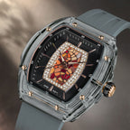 Tsar Bomba Nucleus Femme 02 Grey — Close angled view of the mosaic and mother-of-pearl through the sapphire crystal, available at IFL Watches.