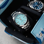 Azure Camo Leather Watch Roll – Two Watches
